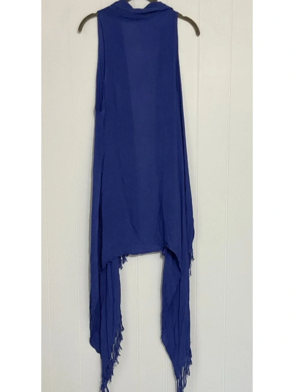 One World Blue Solid Rayon Knit Fringe Rectangle Scarf Wrap for Women